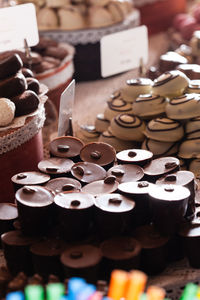 Close-up of chocolate cake on table