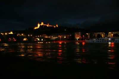 Illuminated cityscape at night