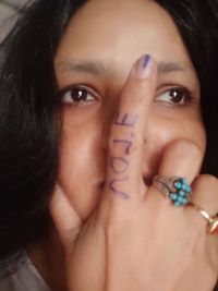 Close-up portrait of a woman