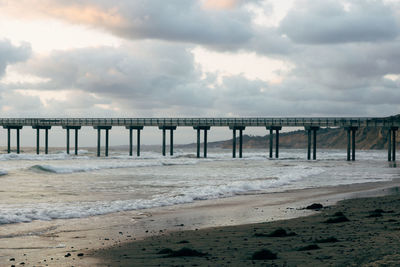 Scenic view of sea against cloudy sky