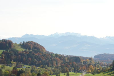 Scenic view of mountains against clear sky