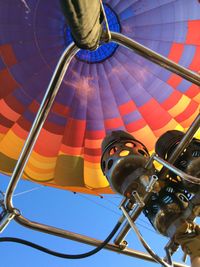 Directly below shot of hot air balloon against clear sky