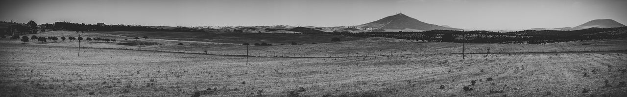 Panoramic view of landscape and mountains against sky