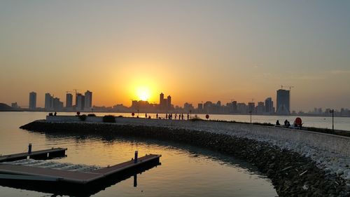 Scenic view of sunset over river