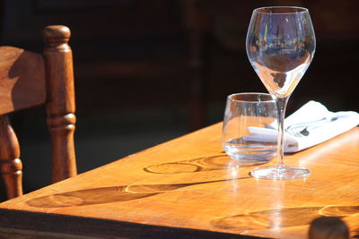 Close-up of wine glass on table