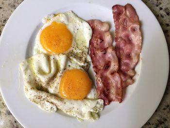 Close-up of breakfast served in plate