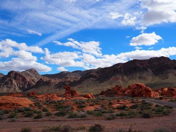 Scenic view of rocky mountains against sky