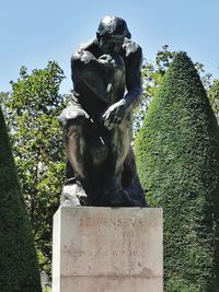 Low angle view of statue against clear sky