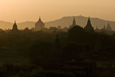 View of temple at sunset