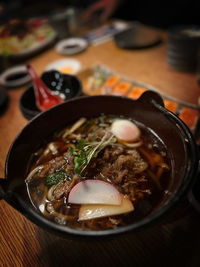 Close-up of soup in bowl