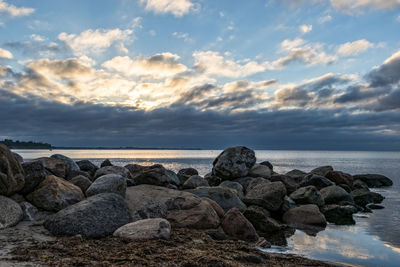 Scenic view of sea against sky during sunset