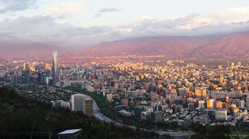 High angle view of cityscape at night