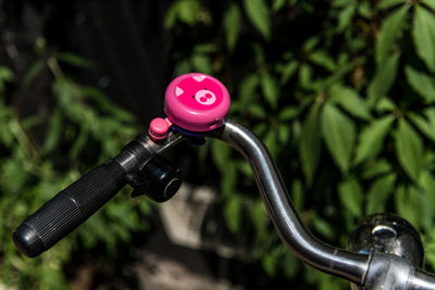 Close-up of bicycle on plant