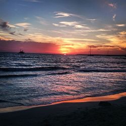 Scenic view of sea at sunset