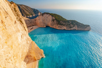 Scenic view of sea and rock formation