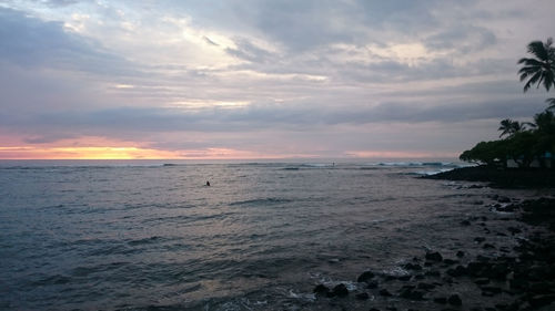 Scenic view of sea at sunset