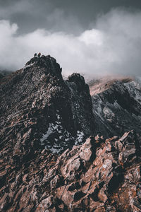 Scenic view of  crib goch, snowdon against sky