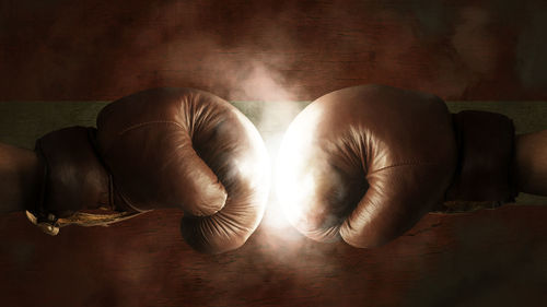 Close-up of two boxing gloves
