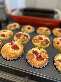 Muffins fresh out the oven close up