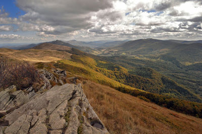 Mountains against cloudy sky