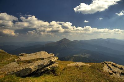 Scenic view of mountains against sky