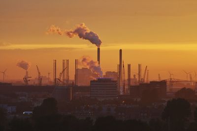 Construction site at sunset