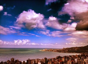 Scenic view of sea against cloudy sky