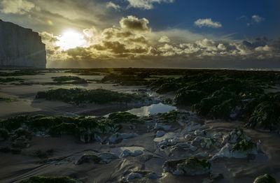 Scenic view of sea against sky during sunset