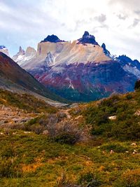 Scenic view of mountains against sky