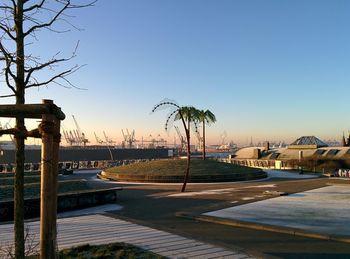 Calm sea against clear sky