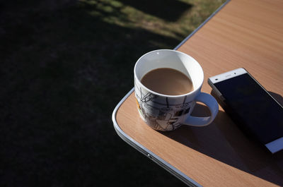 Coffee cup on table