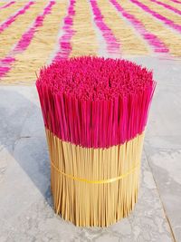 High angle view of multi colored umbrella