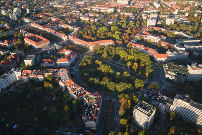 Residential building in european city, aerial view. wroclaw, poland