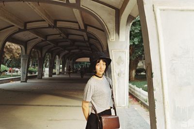 Woman standing in city