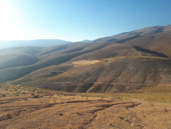 Scenic view of mountains against clear sky