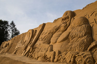 Low angle view of rock formations