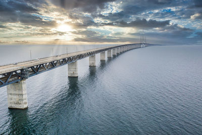 Aerial view of the bridge between denmark and sweden, oresundsbron.