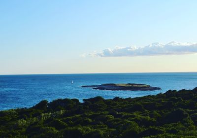 Scenic view of sea against cloudy sky