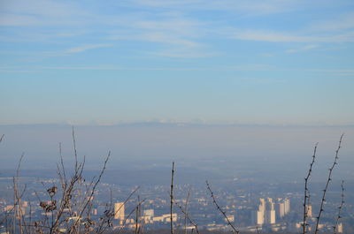 Scenic view of sea against sky during winter