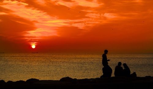 Scenic view of sea during sunset