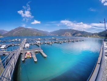 Scenic view of swimming pool against sky