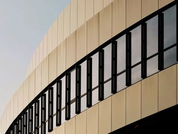 Low angle view of modern building against clear sky