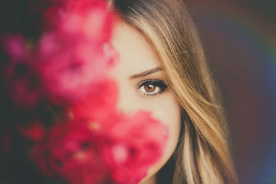 Close-up portrait of beautiful young woman