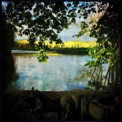 Scenic view of lake against sky