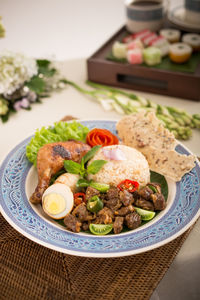 Close-up of food in plate on table