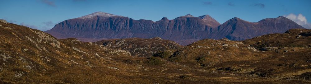 Panoramic view of mountains against sky