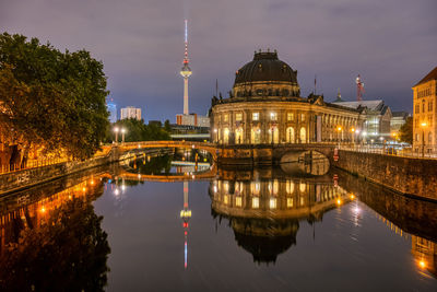 The bode museum and the television tower in berlin at night