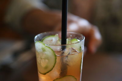 Close-up of beer glass