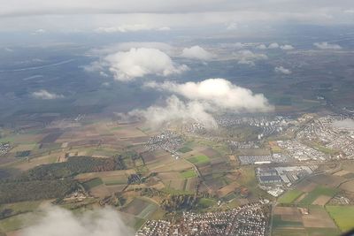 Aerial view of cityscape against sky