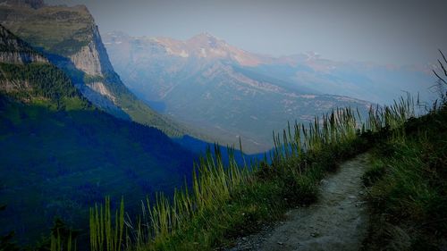 Scenic view of mountains against sky